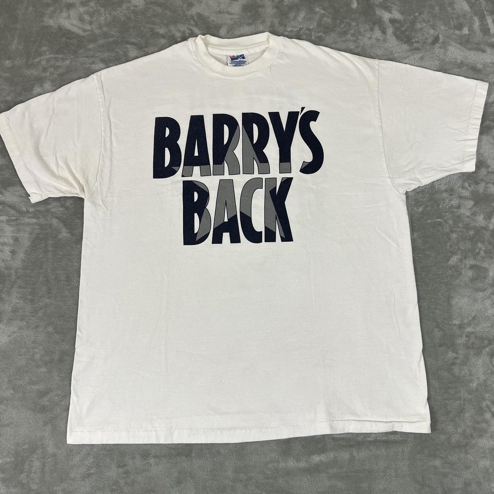 Vintage Hanes Beefy-T Barry's Back Shirt Mens XL White Slogan Graphic 90s